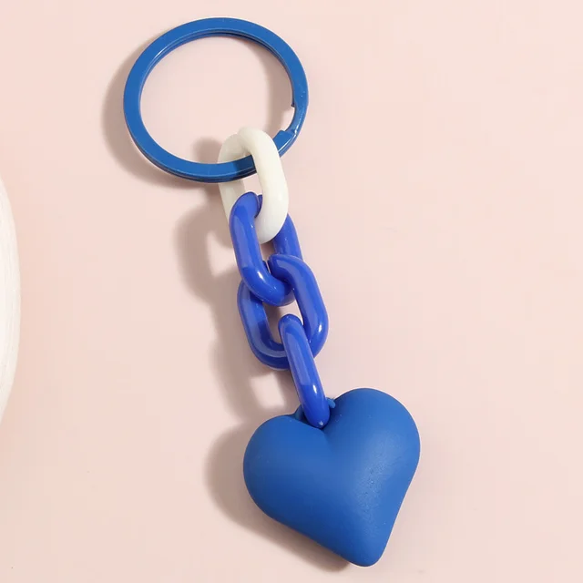 Black Blue Chain Love Heart Xiaohongshu Car Key Ring Hanging Ornaments E4981 - Shop at LoveMi