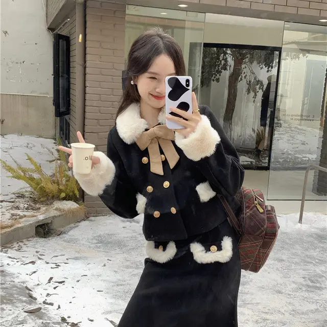 Women's Quilted Thick Woolen Coat Skirt Top - Shop at LoveMi
