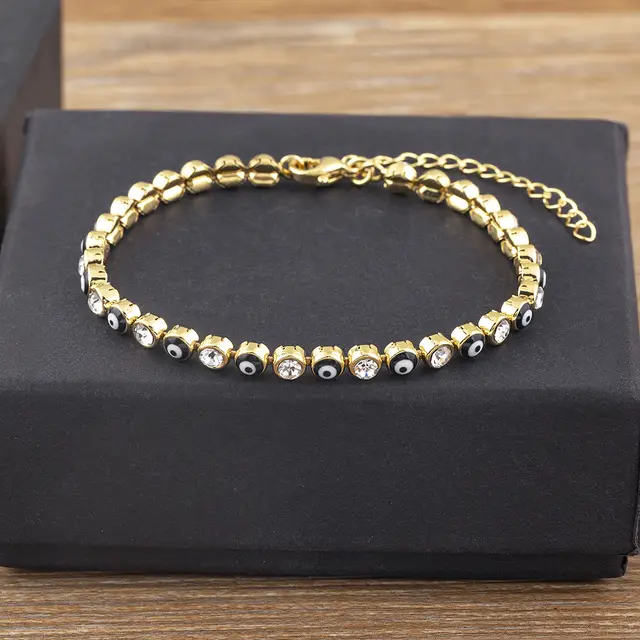 Copper Plating 18K Real Gold Cross border Eye Bracelet Black - Shop at LoveMi