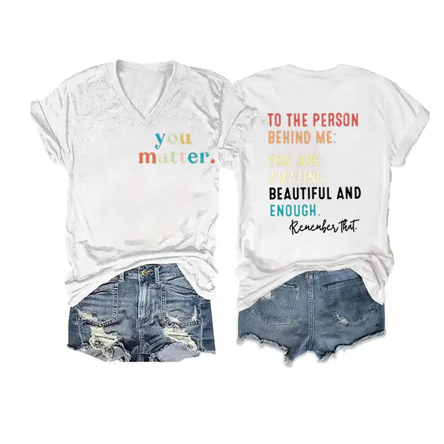 Duplex Printing V neck Short Sleeve Pullover T shirt Summer White Color Printing - Shop at LoveMi