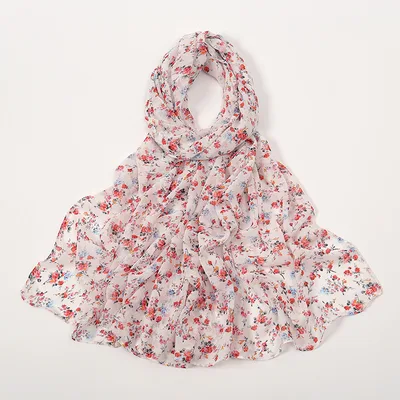 Spring And Summer Thin Fresh Flowers Floral Chiffon Printed Scarf Style13 - Shop at LoveMi