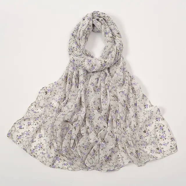 Spring And Summer Thin Fresh Flowers Floral Chiffon Printed Scarf Style24 - Shop at LoveMi
