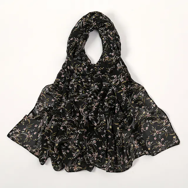 Spring And Summer Thin Fresh Flowers Floral Chiffon Printed Scarf Style35 - Shop at LoveMi