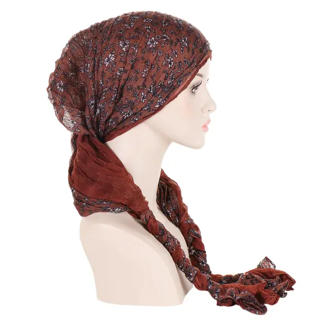 Tam o' shanter Hand woven Braid Bandana Scarf Female Cap Red Coffee Flowers - Shop at LoveMi