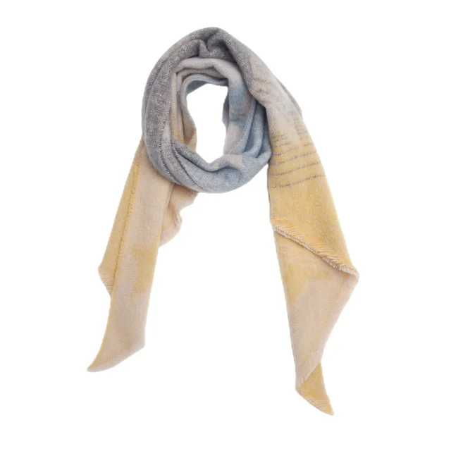 European And American Yarn Rhombus Twill Scarf Pentagram Blue Gray - Shop at LoveMi