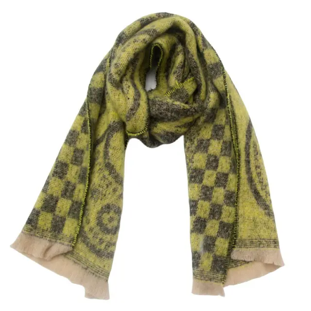 Men's Women's Neck Warmer Paisley Jacquard Scarf 02 Green - Shop at LoveMi