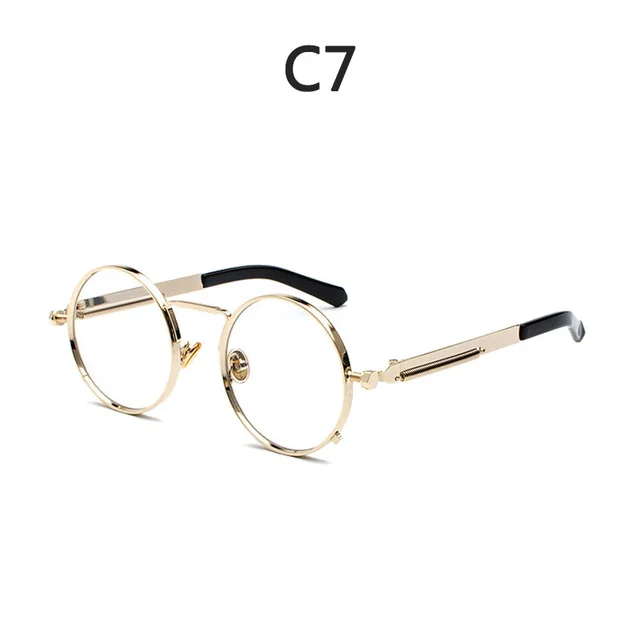 Round Spring Mirror Leg Metal Sunglasses Gold Frame White Screen - Shop at LoveMi