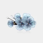 Embroidered Butterfly Flower Headdress Hairpin - Blue