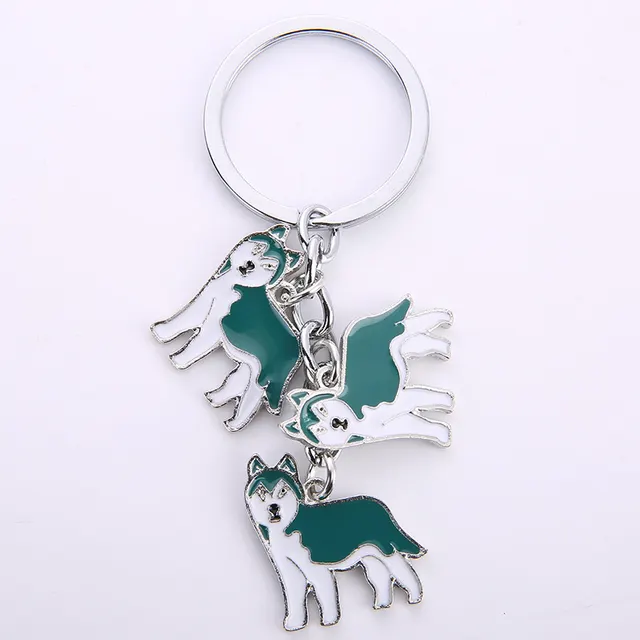 Little Creative Gifts Metal Key Ring Pet Dog Keychain Pendant Blue Husky - Shop at LoveMi