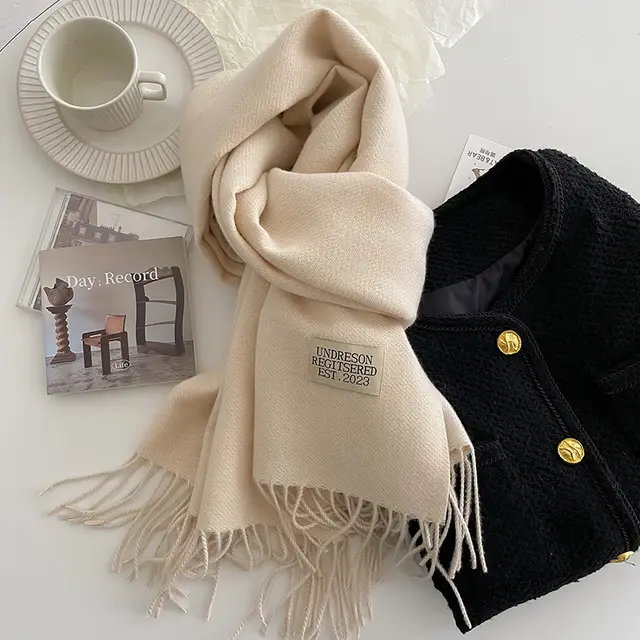 Double sided Artificial Cashmere Scarf Women's Winter Warm Couple Beige - Shop at LoveMi
