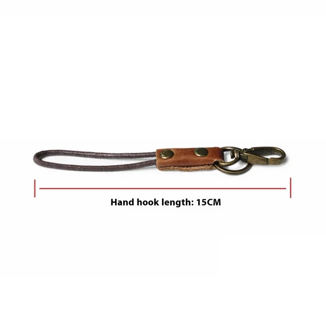 Home First Layer Cowhide Vintage Wrist Key Lanyard Hand Crochet Model 15Cm - Shop at LoveMi
