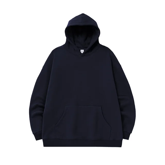 Single layer Fleece lined Hooded Sweater Loose Casual Top Purplish Blue - Shop at LoveMi