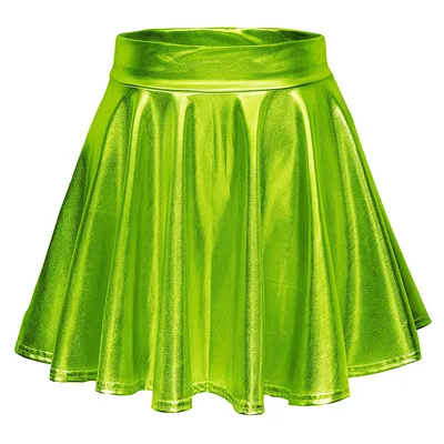 Cos Halloween Performance Costume Shiny Horn Pleated Mini Skirt Candy Green - Shop at LoveMi