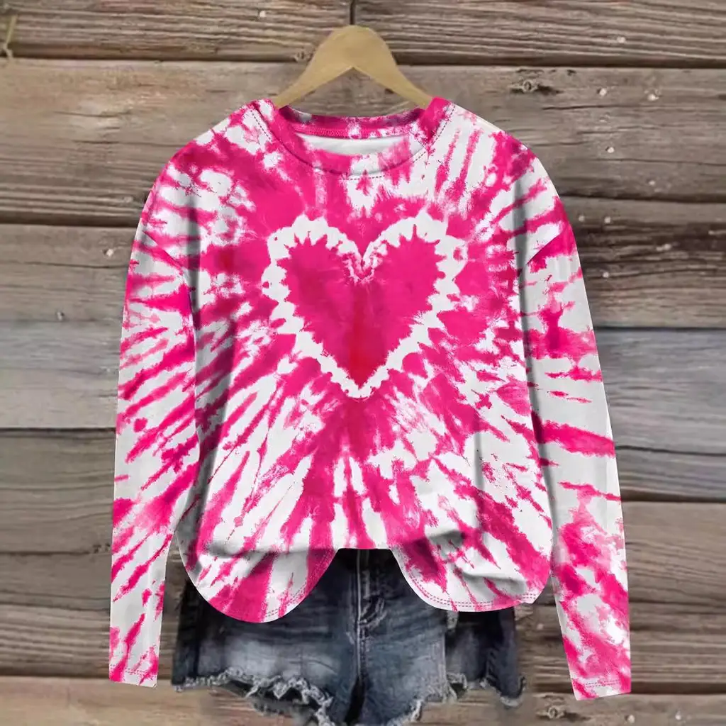 Women's Top Leisure Printed Round Neck Long Sleeve T-shirt - Style 3