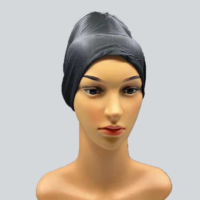 Satin Modal Mercerized Cotton Bottoming Hood Elastic Elastic Lace up Adjustable Headscarf Black - Shop at LoveMi