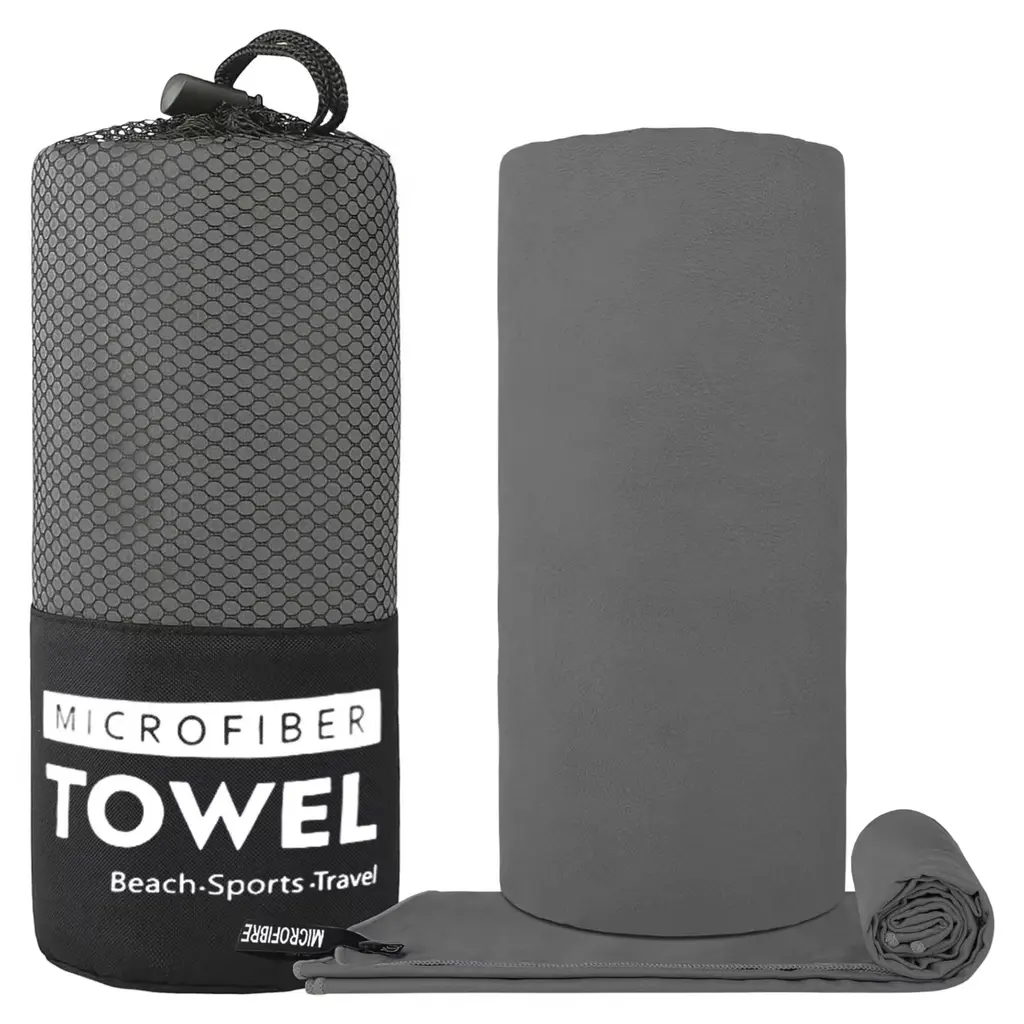 Double-sided Velvet Quick-drying Microfiber Portable Towel - Dark Gray Cylinder