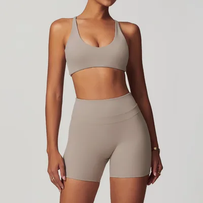European And American Brushed Tight Back Yoga Bra Linen S - Shop at LoveMi