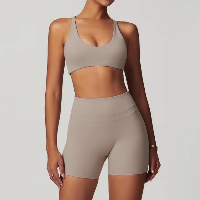 European And American Brushed Tight Back Yoga Bra Linen - Shop at LoveMi