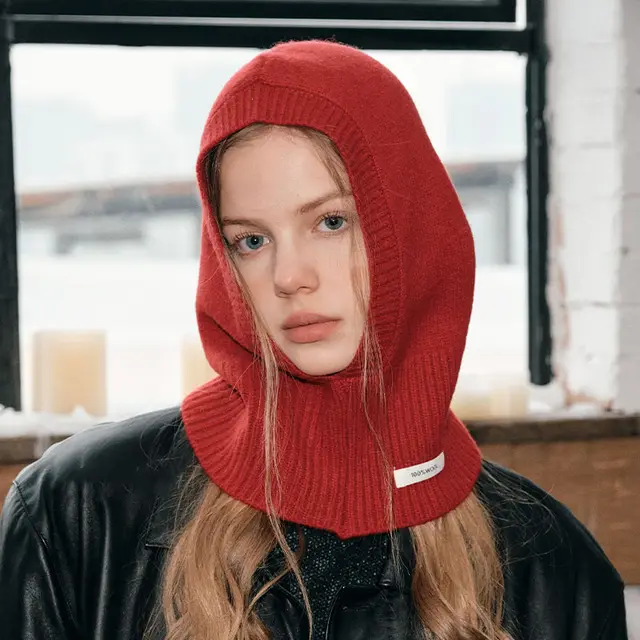 Wool Vintage Knitted Pullover Earmuffs Hat Red - Shop at LoveMi