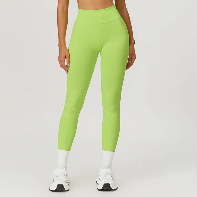 European And American Peach Hip Seamless Belly Contracting And Close fitting Yoga Pants Fluorescent Green - Shop at LoveMi