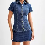 Denim Skirt Outfit-L