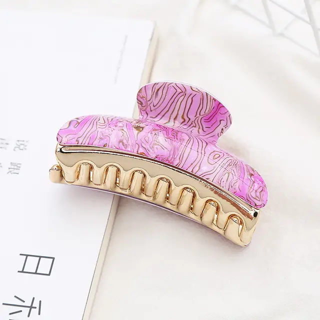 Fashion Acrylic Women's Tie Up The Hair Stripe Hair Claw 9Cm Purple - Shop at LoveMi