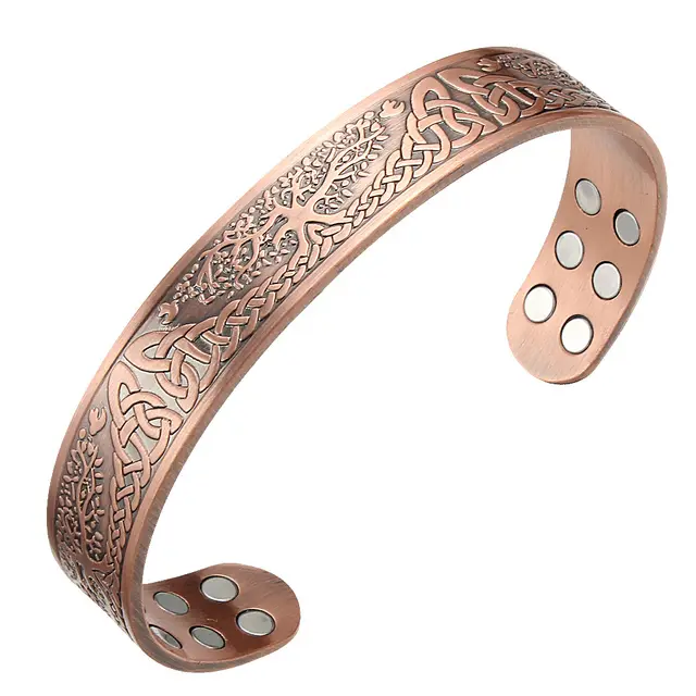 Retro Lucky Tree Energy Pure Copper Magnet Bracelet Red Copper 18 Magnetic - Shop at LoveMi