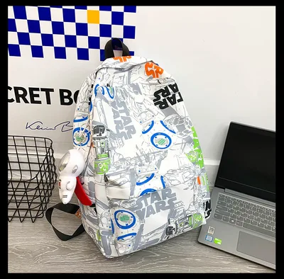 Personalized Graffiti College Students Bag Women's Casual Simple All match Backpack White - Shop at LoveMi