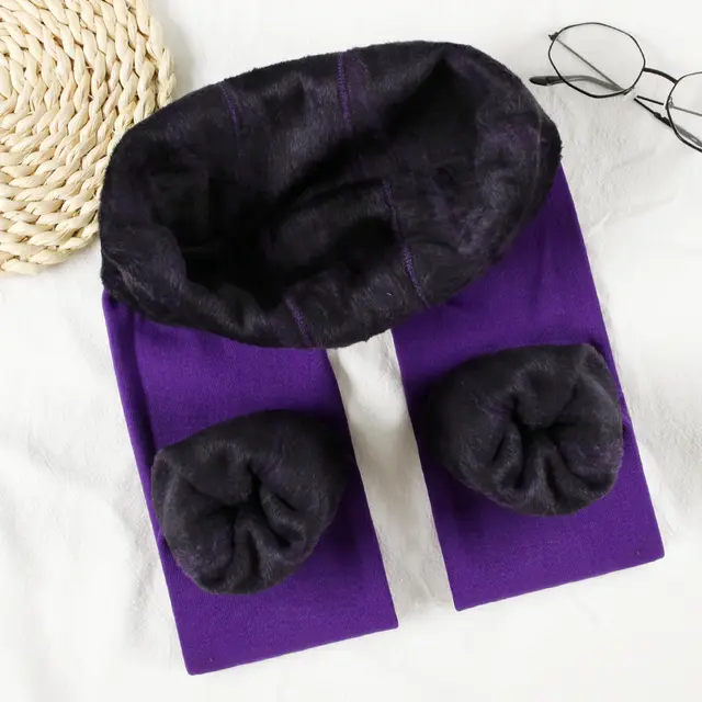 Pearl Velvet Leggings Women's Autumn And Winter Step on Fleece lined Trousers Warm One piece Pants Purple - Shop at LoveMi