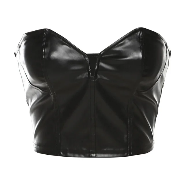 Women's PU Split Skirt Outfit Black Top K22L25012 - Shop at LoveMi