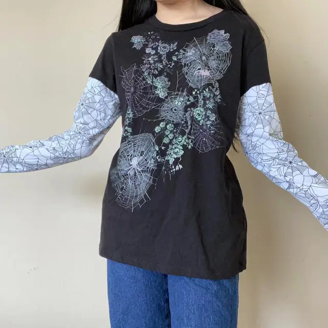Women's False Two piece Patchwork Long Sleeve Black B Type - Shop at LoveMi