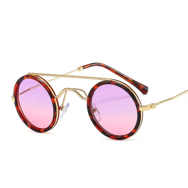 Punk Small Round Rim Hip Hop Sunglasses C10 Leopard Print Frame - Shop at LoveMi