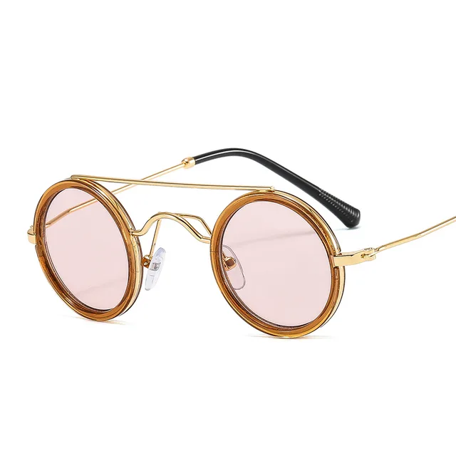 Punk Small Round Rim Hip Hop Sunglasses C2 Champagne Box - Shop at LoveMi
