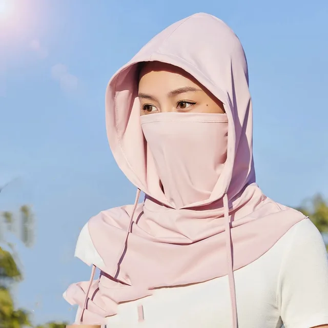 Sun Mask Men's Full Face Ice Silk Breathable Scarf Pink - Shop at LoveMi