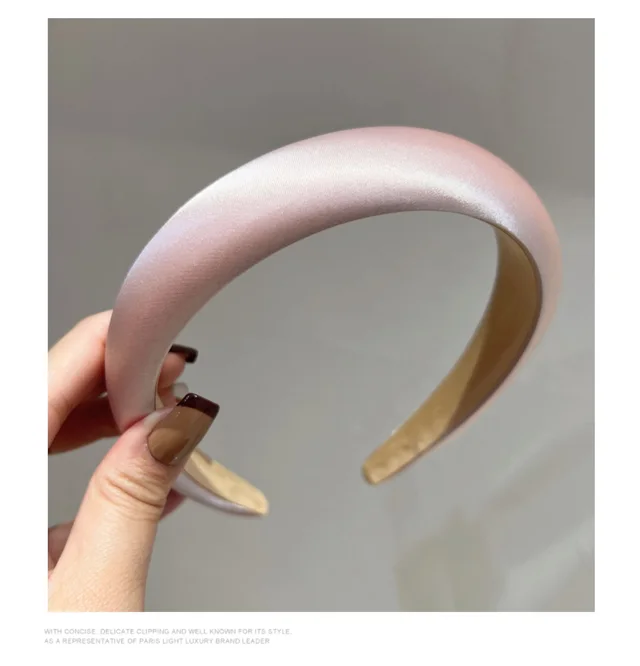 Advanced Silk like Glossy Texture Champagne Mint Mambo French Style Retro Elegant High Skull Top Headband Pink - Shop at LoveMi