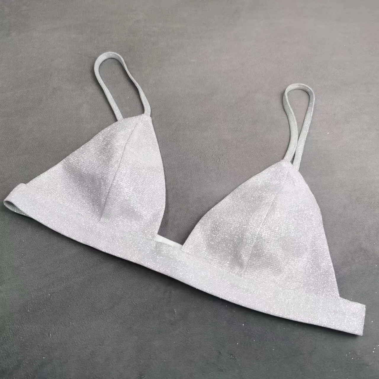 Spaghetti Straps Midriff-baring Vest Three-piece Slim-fit Trousers - Silver Lingerie