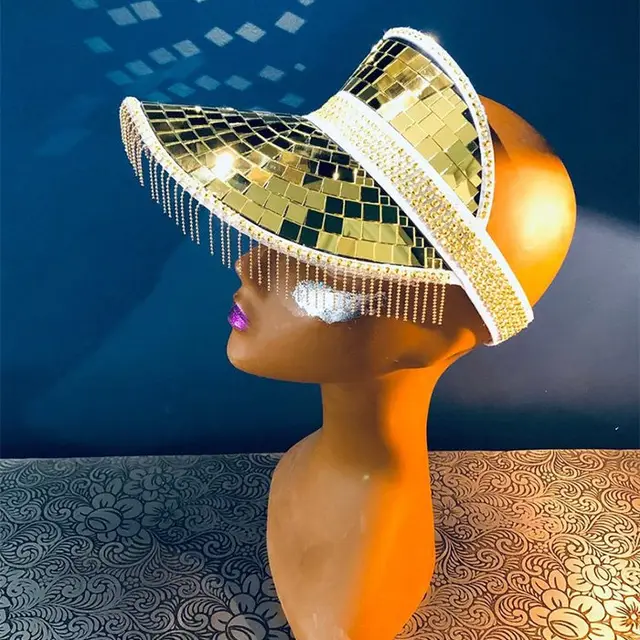 Disco Sunhat Disco Ball Festival Visor Decoration Gold - Shop at LoveMi