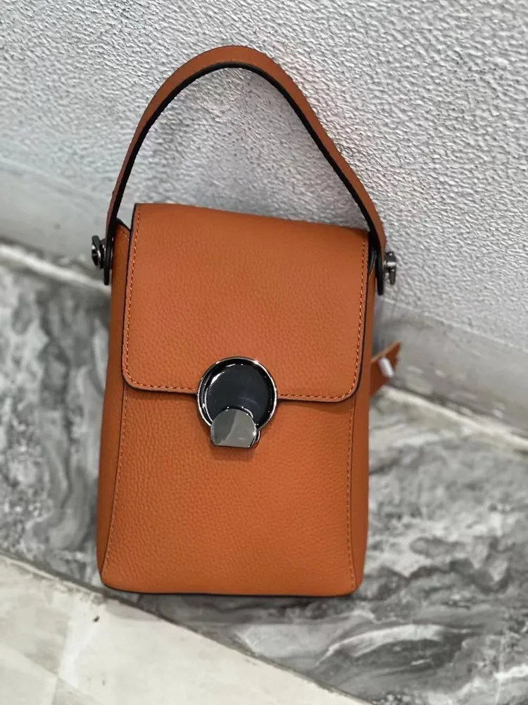 Genuine Leather Mobile Phone Korean Style Fashion Crossbody All matching Khaki - Shop at LoveMi
