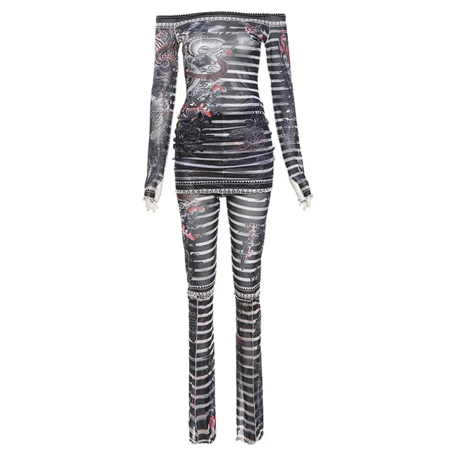 Mesh See through Trousers Suit Dark Blue - Shop at LoveMi