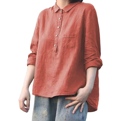 Arrival Long Sleeve Slub Linen Lapel Print Fashionable All match Pocket Lining Wjj32 L - Shop at LoveMi