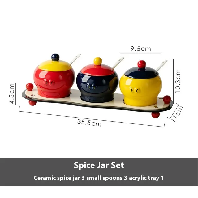 Ceramic Household Cute Seasoning Jar With Lid Seasoning Jar Suit - Shop at LoveMi