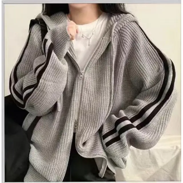 Simplicity Temperament Hoodie With Drawstrings Design Niche Loose Small sized Long Sleeve Sweater Gray - Shop at LoveMi