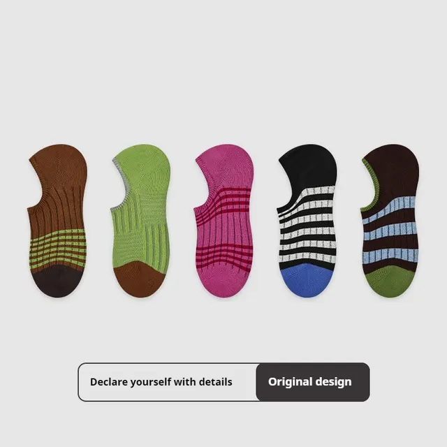 Thin Breathable Retro Color Matching Sweat Absorbing And Deodorant Ankle Socks Day Return - Shop at LoveMi