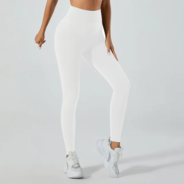 No Embarrassment Line Yoga Pants Women's High Waist Hip Lift Peach Hip Stretch Leggings White - Shop at LoveMi