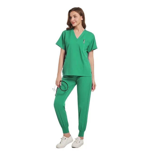 Operating Room Operating Gown Short Sleeve Doctor Elastic Scrub Suit Cyan - Shop at LoveMi