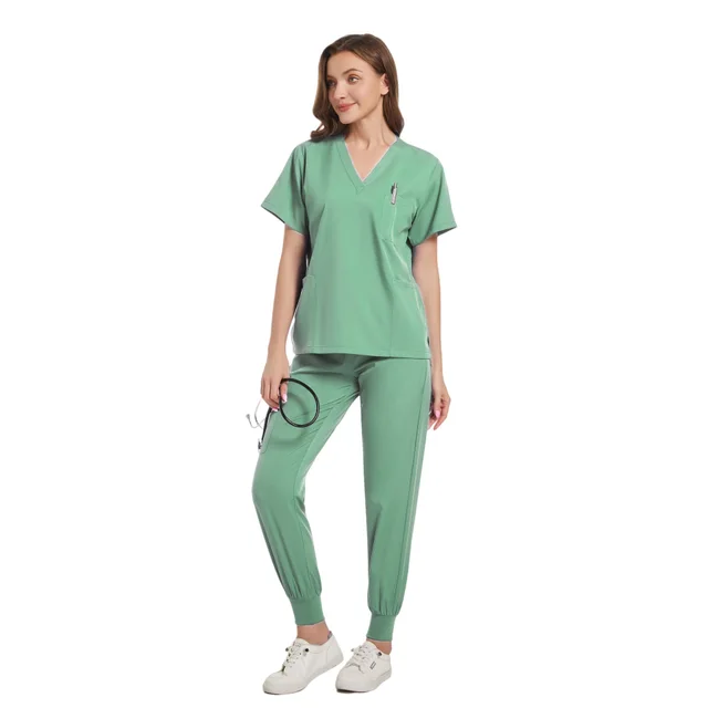 Operating Room Operating Gown Short Sleeve Doctor Elastic Scrub Suit Light Green - Shop at LoveMi