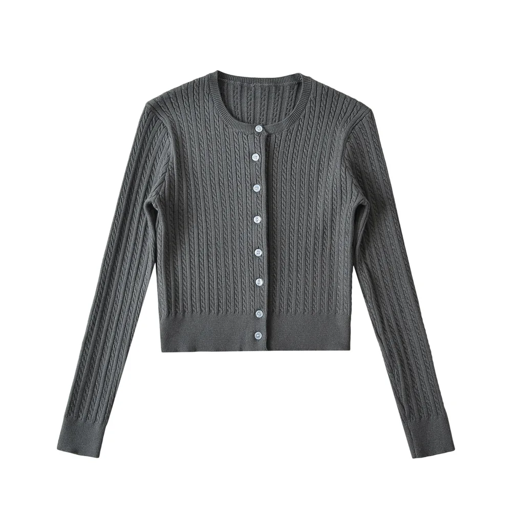 New Women's American Solid Color Slim Fit Sweater Dark Gray - Shop at LoveMi