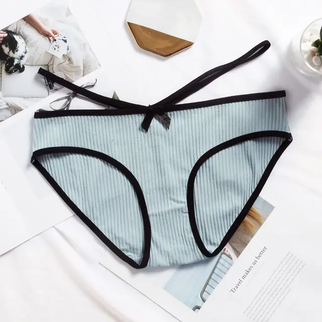 New Cotton Low Waist Breathable Women's Underwear Light Blue - Shop at LoveMi