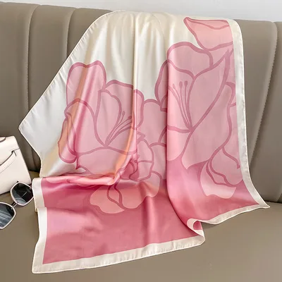 Gentle All match Flowers Decorative Shirt Women's Thin Scarf Headscarf Pink - Shop at LoveMi