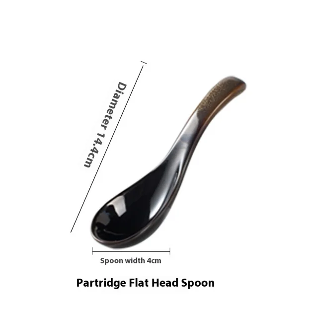 Retro Domestic Ceramic Spoon Restaurant Dessert Spoon Partridge Flat Spoon - Shop at LoveMi